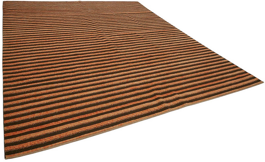 Veltos Koyu Kahverengi Halı Modern Çizgili El Dokuma 303x366 cm – genel görünüm