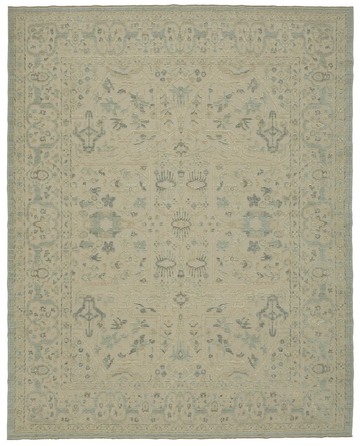 Veltos Uşak Dokuma Açık Mavi Madalyon Desenli Halı 277x345 cm