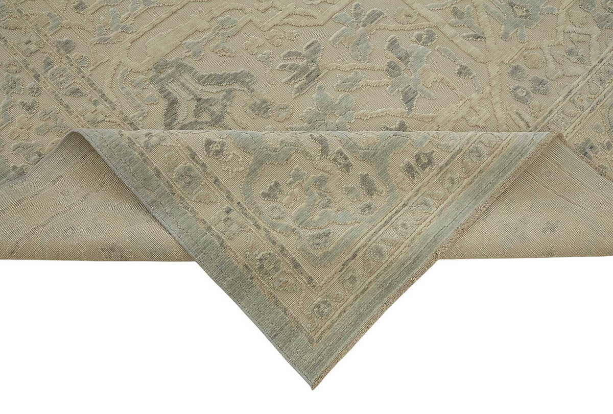 Veltos Uşak Dokuma Açık Mavi Madalyon Desenli Halı 277x345 cm – kenar detayı