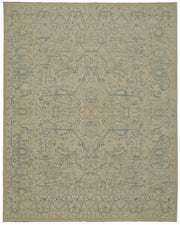 Veltos Bej Gri-Mavi Madalyon Desenli Yün El Dokuma Halı 275x345 cm
