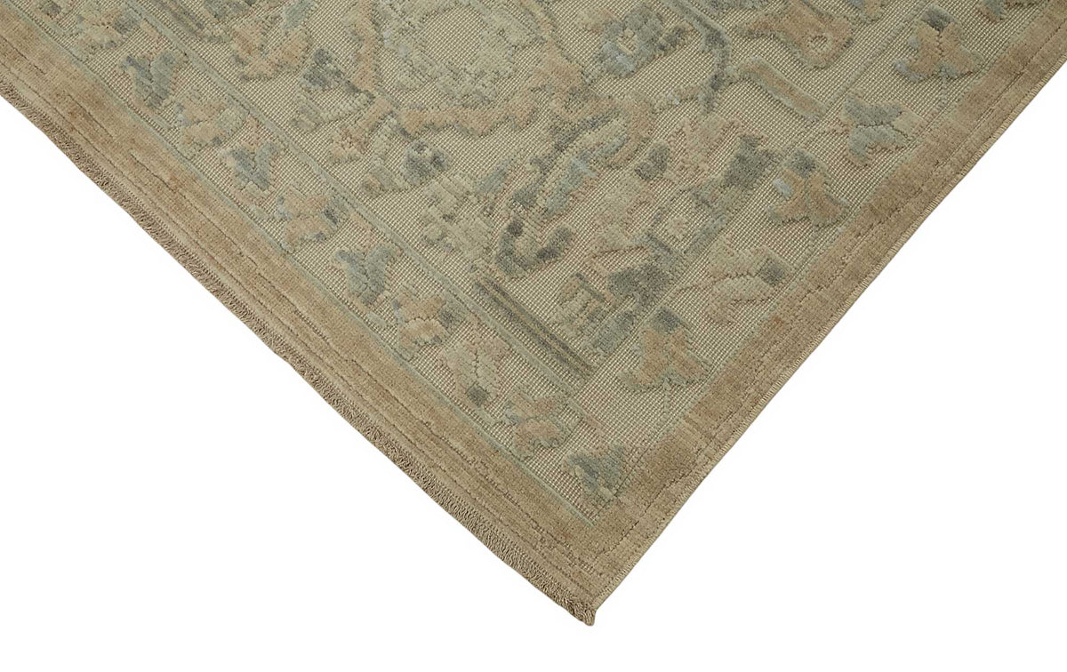 Veltos Bej Gri-Mavi Madalyon Desenli Yün El Dokuma Halı 275x345 cm – detay görünümü