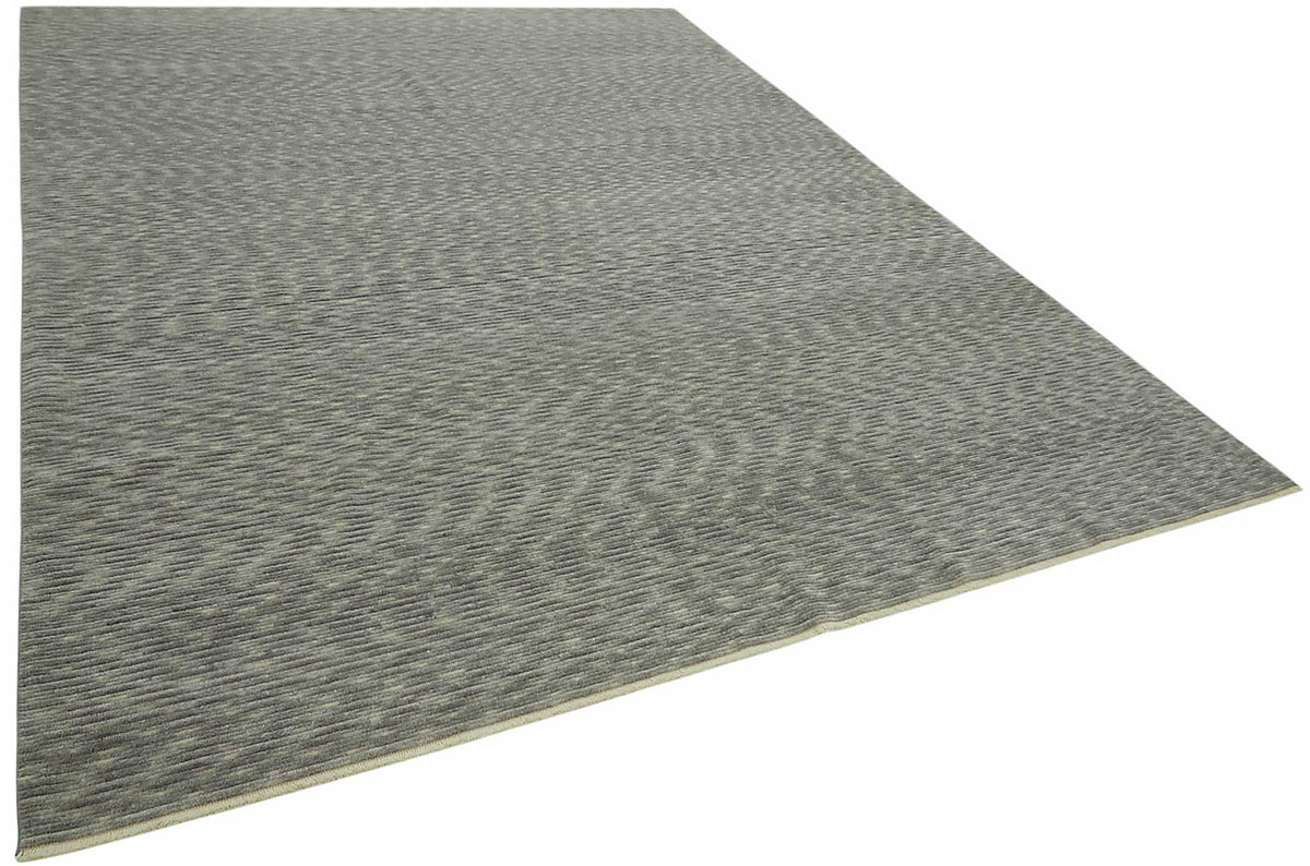Veltos Antrasit Gri Modern Çizgili Yün Pamuk El Dokuma Halı 273x366 cm – genel görünüm