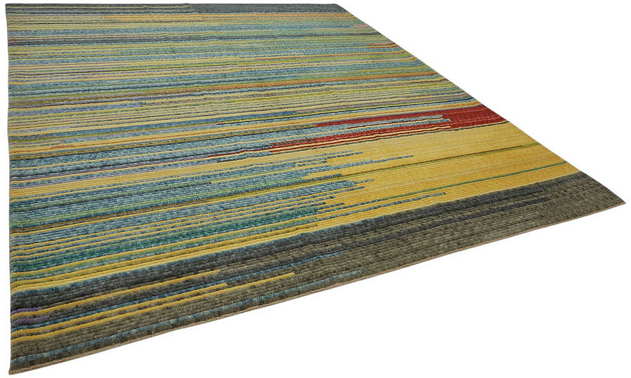 Veltos Uşak Halı Gri Zeminli Çok Renkli Soyut Dokuma 313x370 cm 47846 – genel görünüm