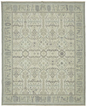 Veltos Geometrik Desenli Açık Gri Uşak El Dokuma Halı 307x374 cm