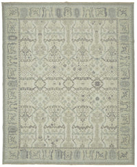 Veltos Geometrik Desenli Açık Gri Uşak El Dokuma Halı 307x374 cm