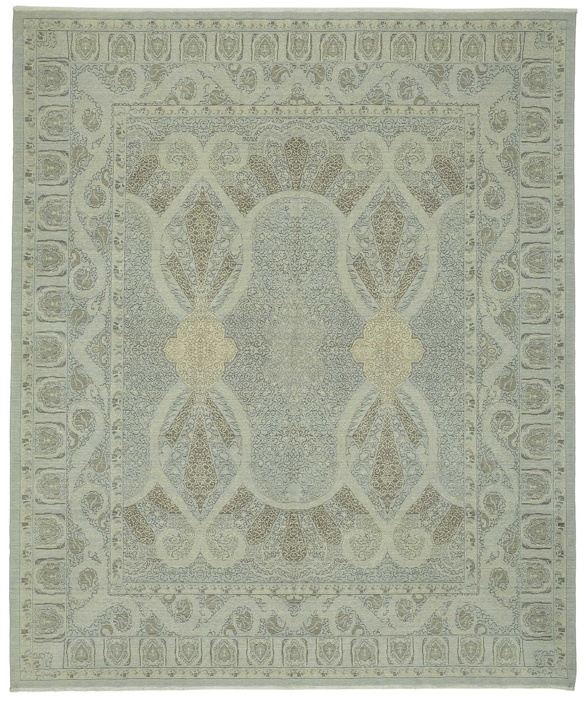Veltos Madalyon Desenli Vizon Gri Bej El Dokuma Halı 310x371 cm
