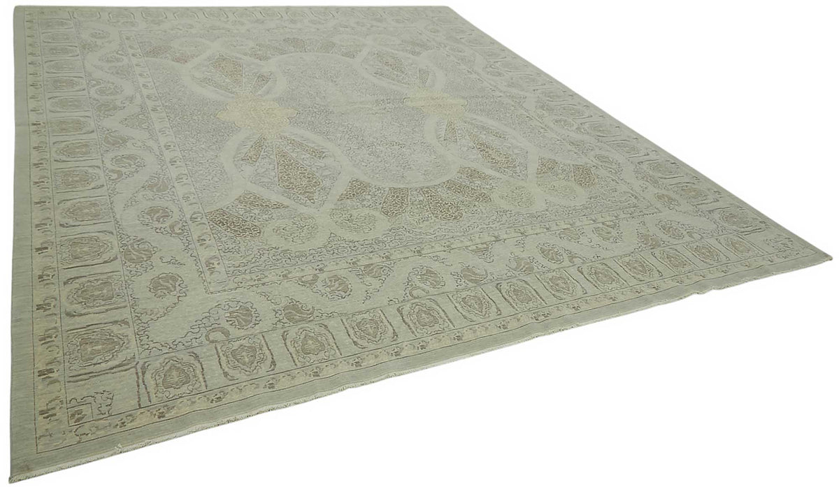 Veltos Madalyon Desenli Vizon Gri Bej El Dokuma Halı 310x371 cm – genel görünüm