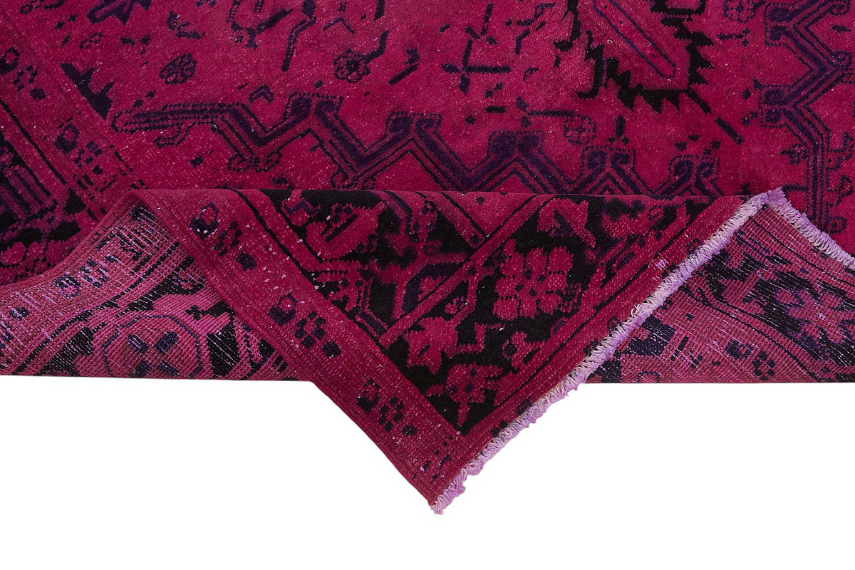 Zelko Pembe Siyah Geometrik Desenli Yün Pamuk El Dokuma Halı 200x300 cm – kenar detayı