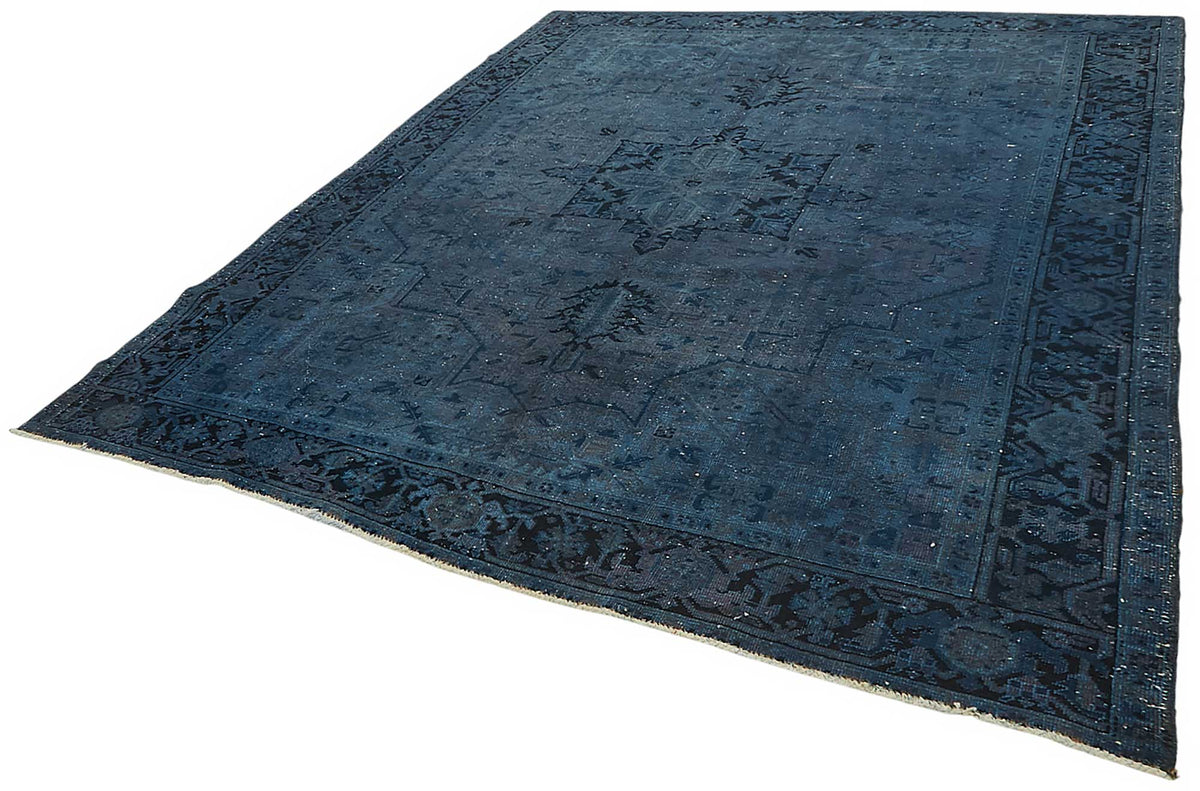 Zelko Madalyon Desenli Mavi ve Lacivert Overdyed Halı 250x296 cm – doku yakın çekim