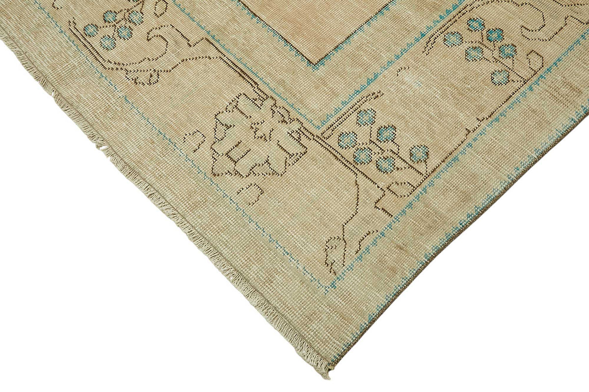 Rusvo Vintage Bej Turkuaz Madalyon Desenli El Dokuma Halı 290x374 cm – detay görünümü