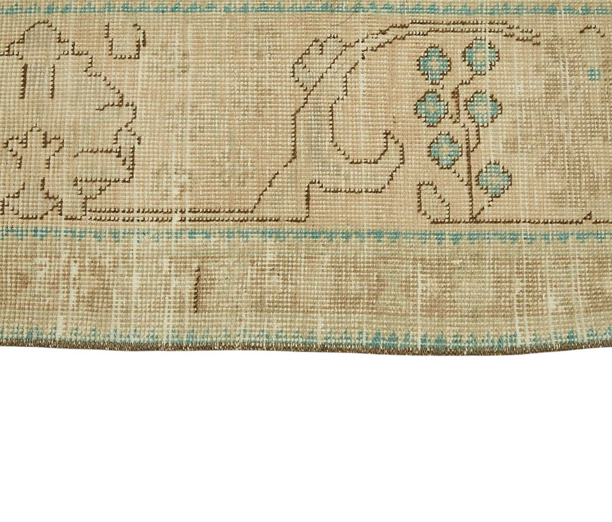 Rusvo Vintage Bej Turkuaz Madalyon Desenli El Dokuma Halı 290x374 cm – farklı açı