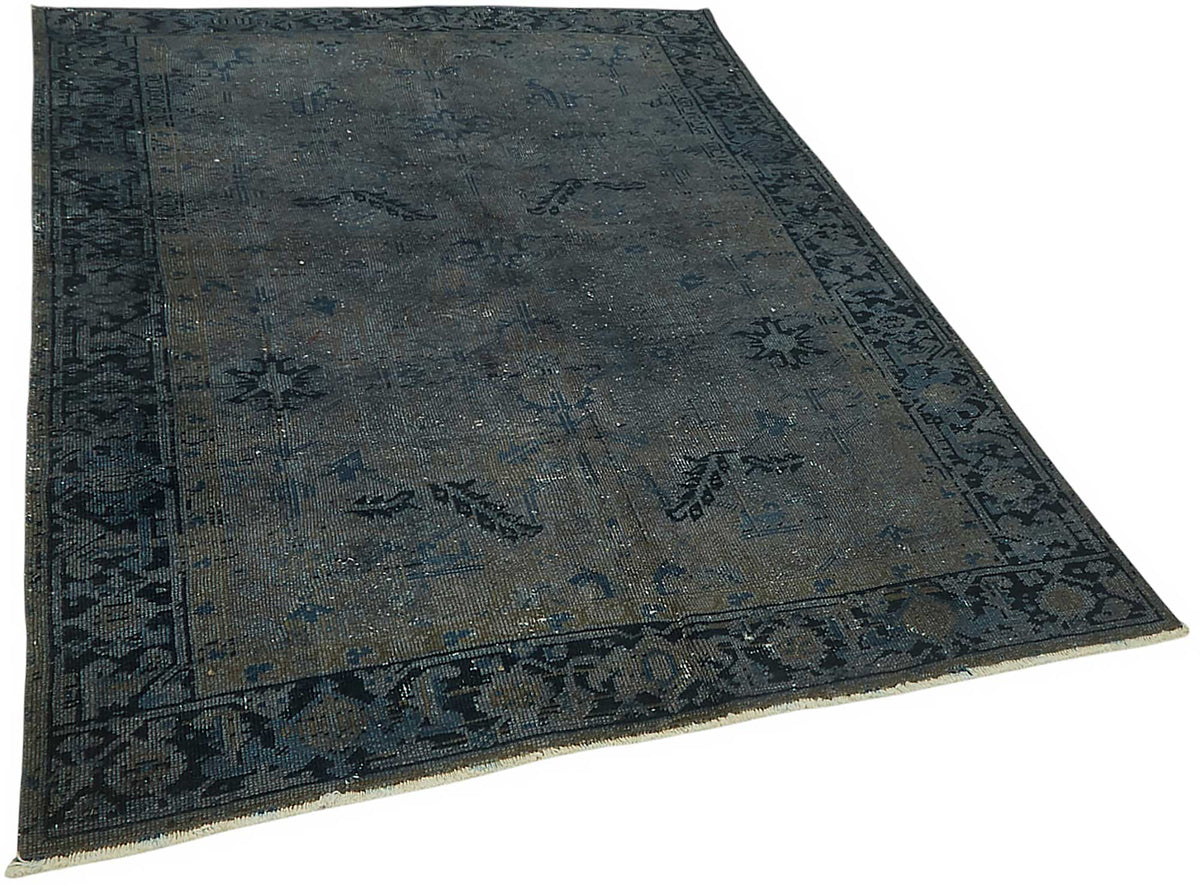 Zelko Overdyed Lacivert Gri Eskitme Yüzeyli Vintage Halı 172x226 cm – genel görünüm