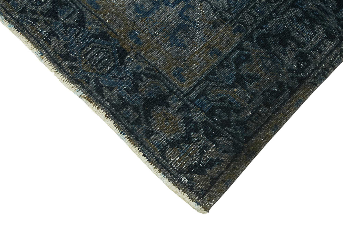 Zelko Overdyed Lacivert Gri Eskitme Yüzeyli Vintage Halı 172x226 cm – detay görünümü
