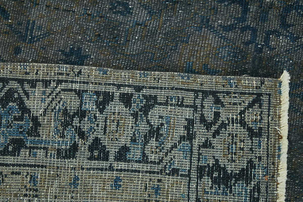 Zelko Overdyed Lacivert Gri Eskitme Yüzeyli Vintage Halı 172x226 cm – arka yüz görünümü