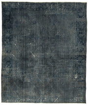 Zelko Bordürlü Gri Lacivert Overdyed Vintage Halı 224x268 cm