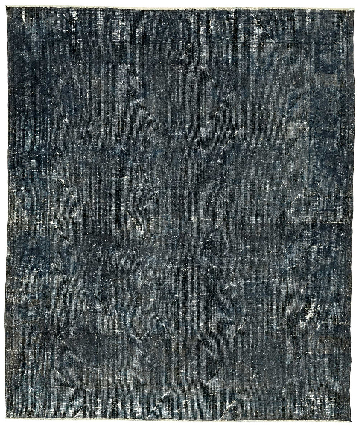 Zelko Bordürlü Gri Lacivert Overdyed Vintage Halı 224x268 cm