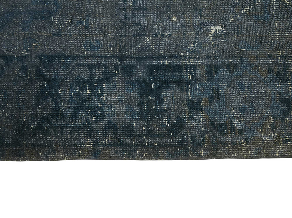 Zelko Bordürlü Gri Lacivert Overdyed Vintage Halı 224x268 cm – farklı açı