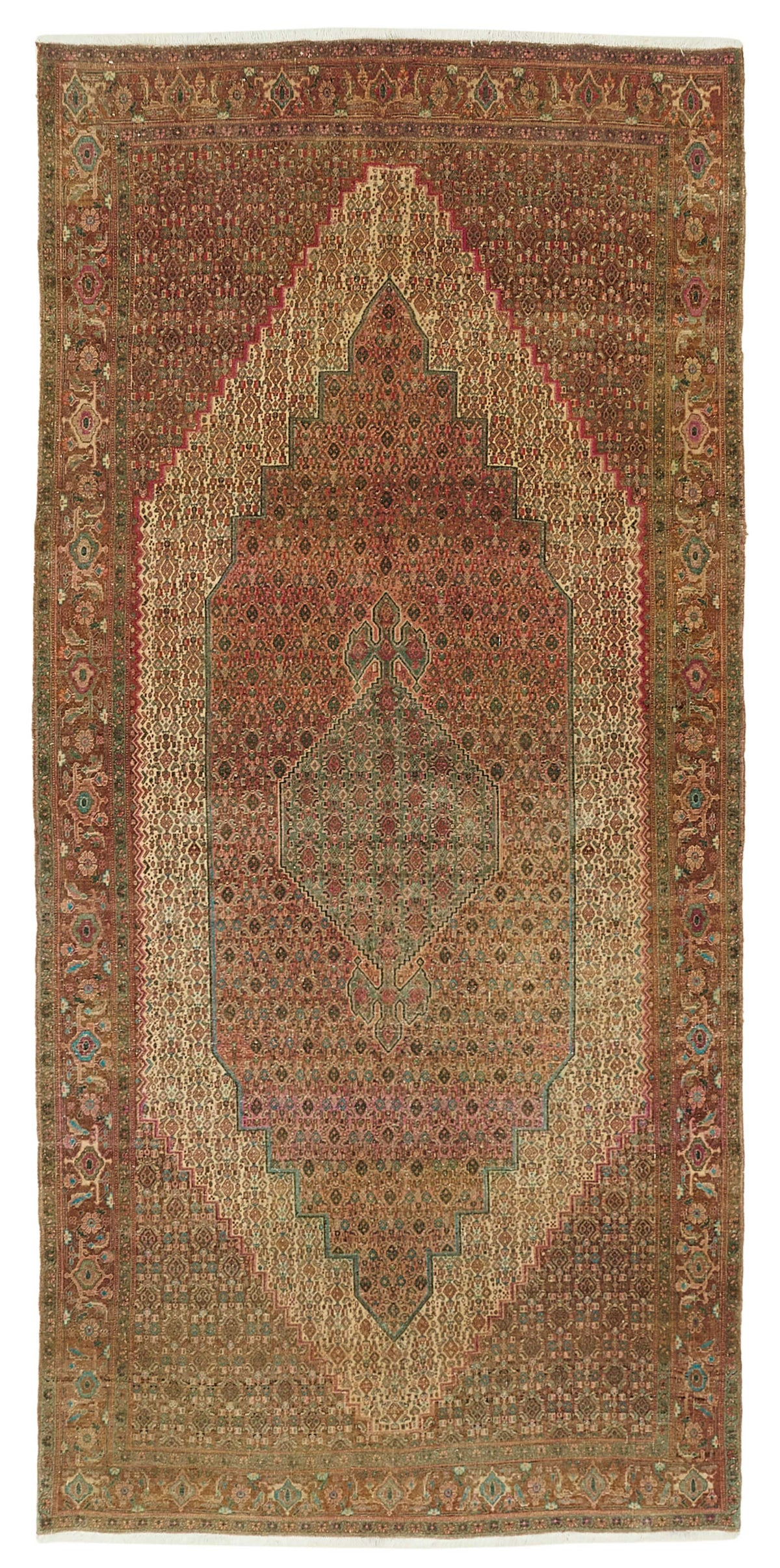 Rusvo Vintage Kırmızı Dokuma Madalyon Desenli Halı 152x332 cm 47871