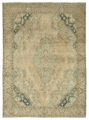 Rusvo Madalyon Desenli Lacivert Bej Vintage Halı 286x392 cm
