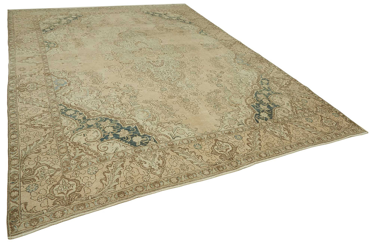Rusvo Madalyon Desenli Lacivert Bej Vintage Halı 286x392 cm – genel görünüm
