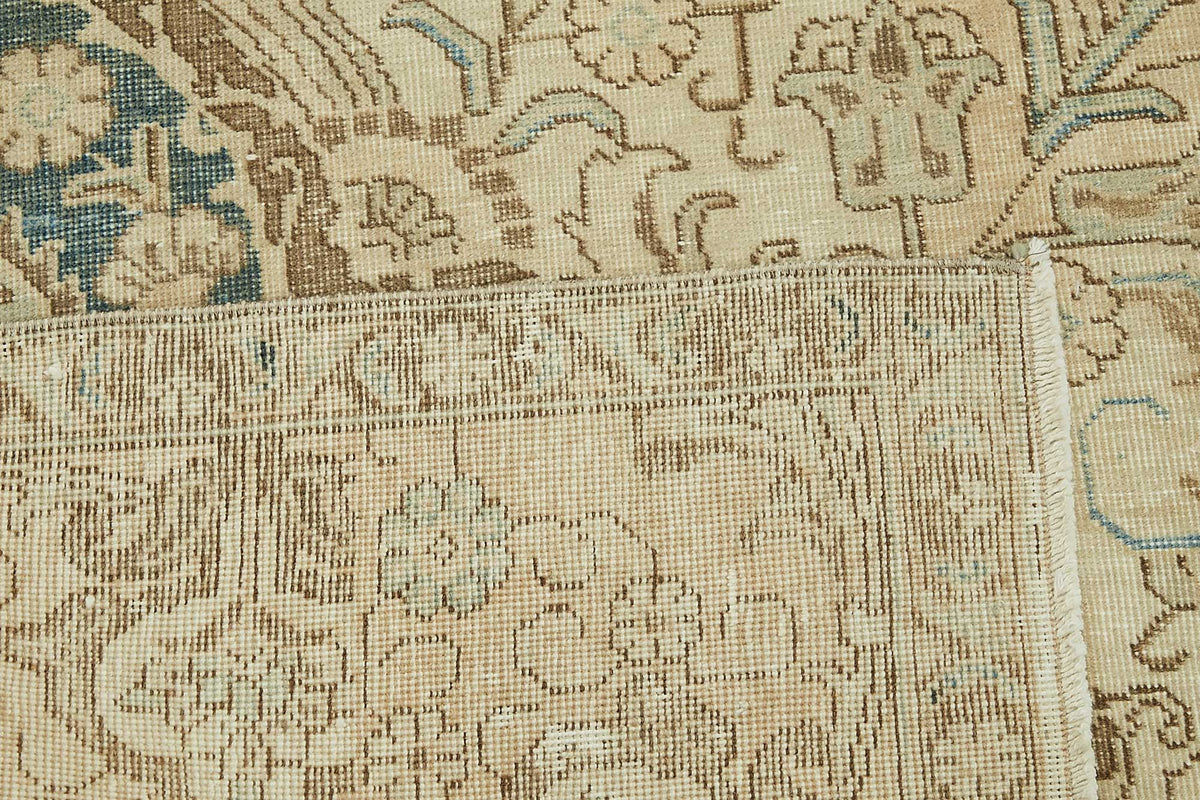 Rusvo Madalyon Desenli Lacivert Bej Vintage Halı 286x392 cm – arka yüz görünümü