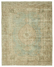Rusvo Turkuaz Bej Madalyon Desenli Vintage El Dokuma Halı 294x381 cm