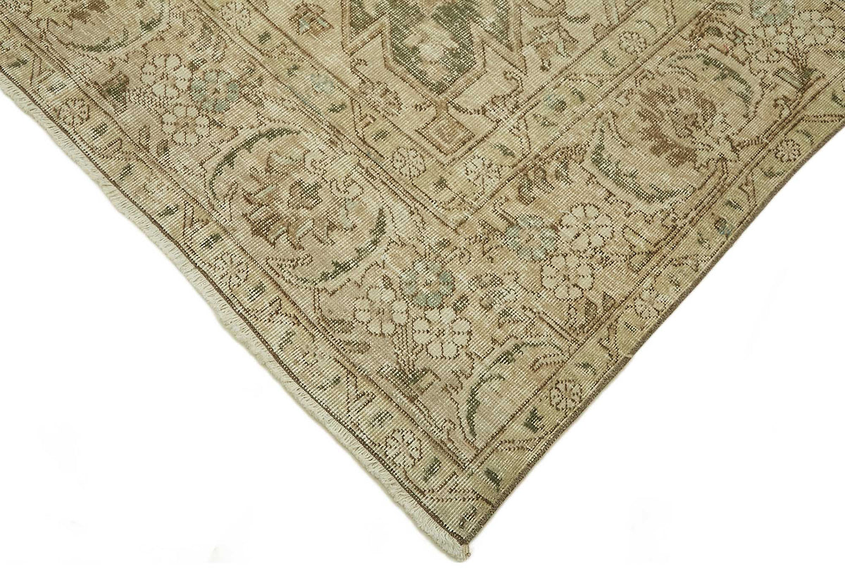Rusvo Turkuaz Bej Madalyon Desenli Vintage El Dokuma Halı 294x381 cm – detay görünümü