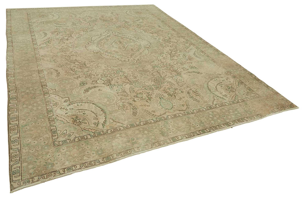 Rusvo Bej Halı Madalyon Desenli Vintage El Dokuma 290x388 cm – genel görünüm
