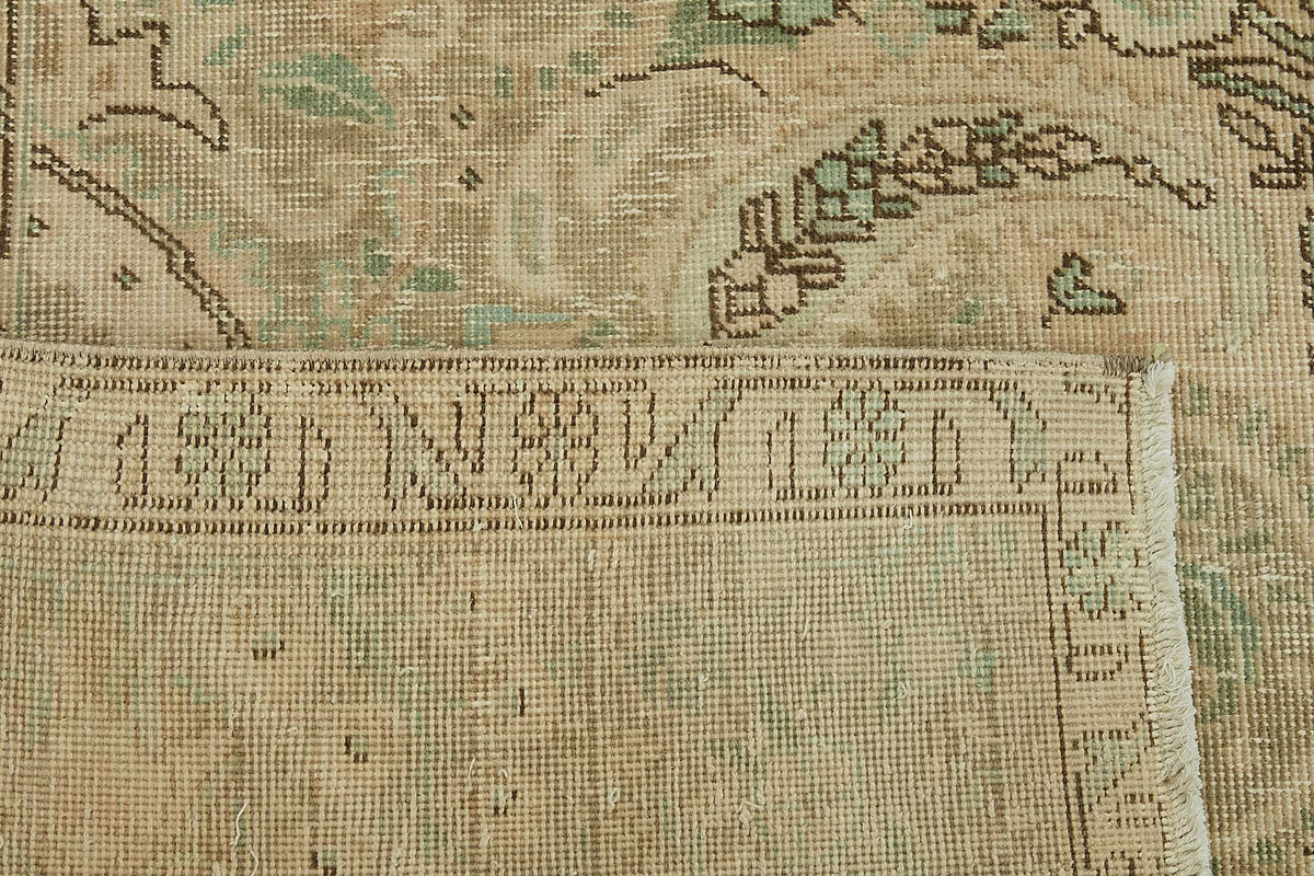 Rusvo Bej Halı Madalyon Desenli Vintage El Dokuma 290x388 cm – arka yüz görünümü