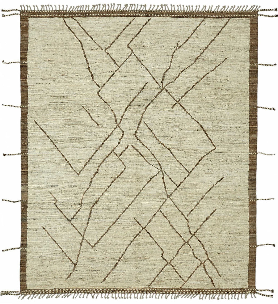 Dromar Tribal Dokuma Modern Halı Bej Kahverengi Geometrik 258x310 cm 47876