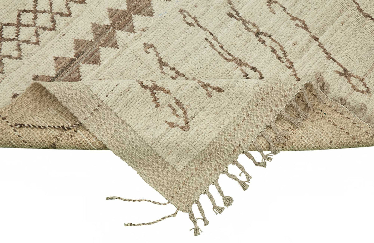 Dromar Düz Kahverengi Halı Etnik Geometrik Desenli 212x311 cm 48076 – kenar detayı