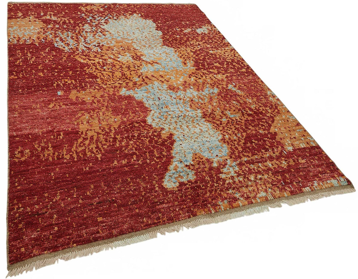 Dromar El Dokuma Kırmızı Soyut Desenli Modern Halı 168x236 cm 48119 – genel görünüm