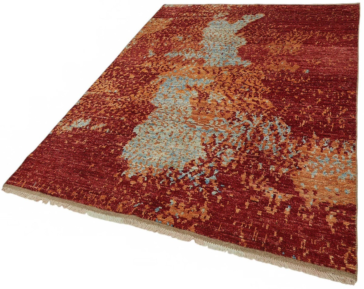 Dromar El Dokuma Kırmızı Soyut Desenli Modern Halı 168x236 cm 48119 – doku yakın çekim
