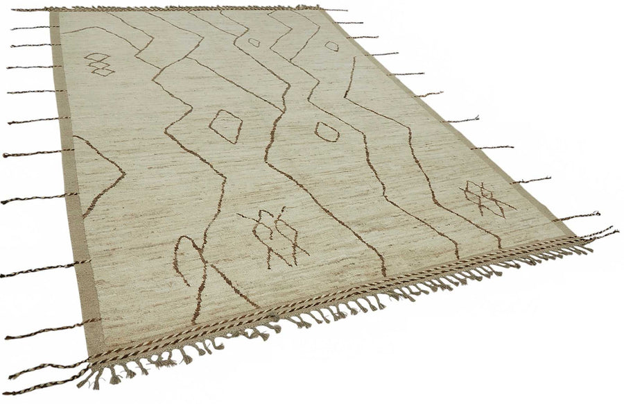 Dromar Bej Geometrik Desenli Yün ve Pamuk Dokuma Modern Halı 208x303 cm – genel görünüm