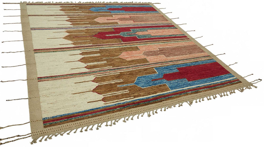 Dromar Modern Geometrik Desenli Kahverengi Çok Renkli Halı 255x304 cm – genel görünüm