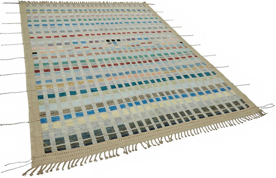 Dromar Çok Renkli Halı Modern Geometrik Desenli El Dokuma 211x305 cm – genel görünüm