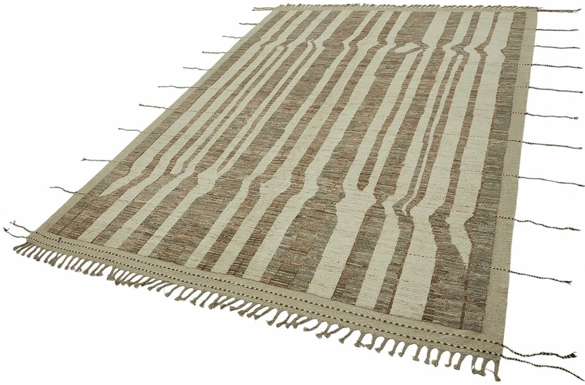 Dromar Kahverengi Halı 6 m² Çizgili El Dokuma Modern 205x302 cm 48153 – doku yakın çekim