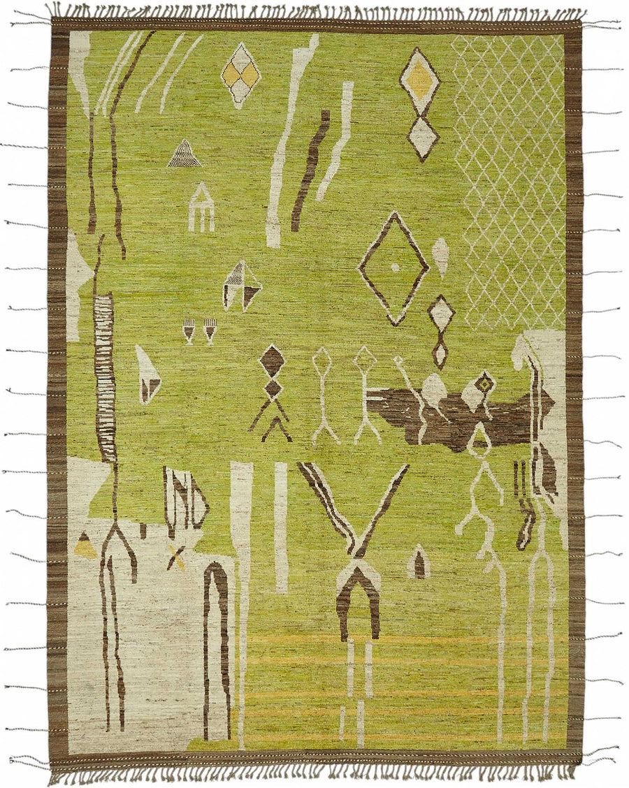 Dromar Modern Yeşil ve Açık Kahverengi Soyut Desenli Halı 309x430 cm 48163