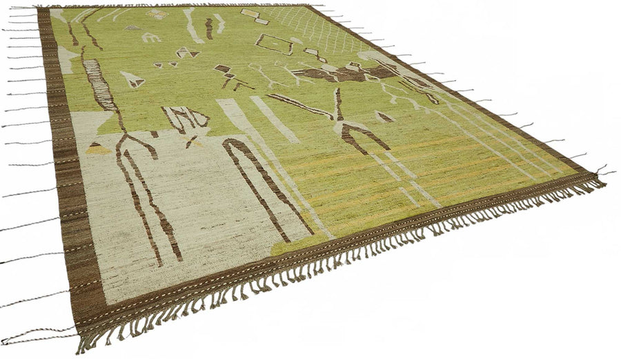 Dromar Modern Yeşil ve Açık Kahverengi Soyut Desenli Halı 309x430 cm 48163 – genel görünüm