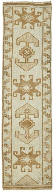 Zolvo Krem Taba Geometrik Etnik El Dokuma Yolluk 97x360 cm