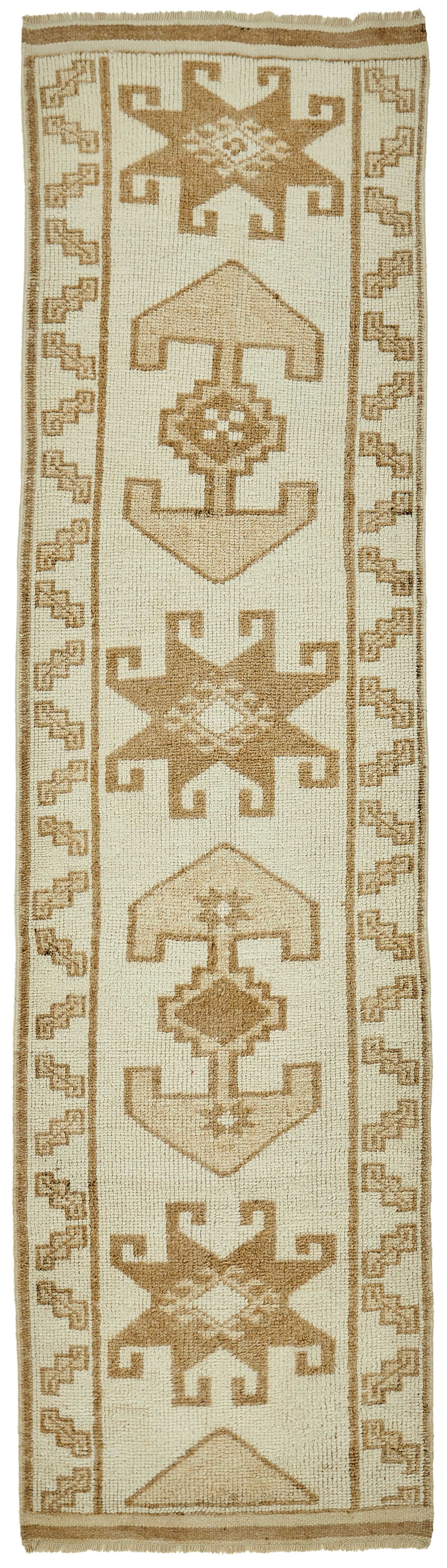 Zolvo Krem Taba Geometrik Etnik El Dokuma Yolluk 97x360 cm