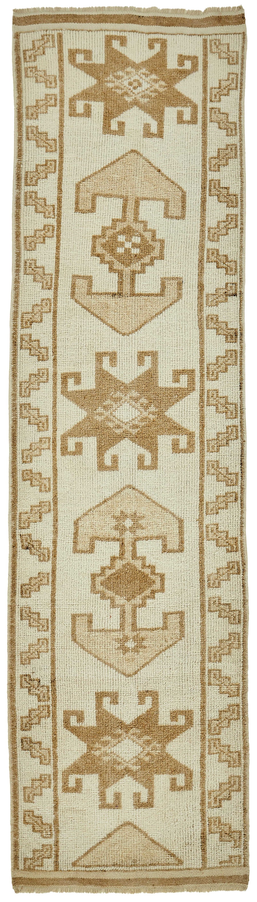 Zolvo Krem Taba Geometrik Etnik El Dokuma Yolluk 97x360 cm