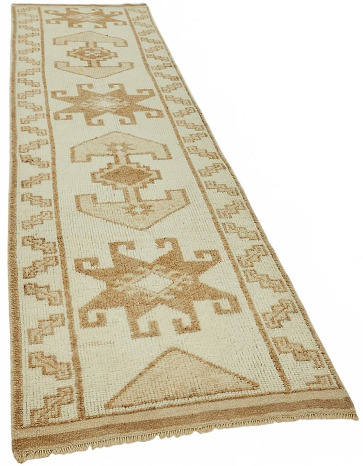 Zolvo Krem Taba Geometrik Etnik El Dokuma Yolluk 97x360 cm – genel görünüm