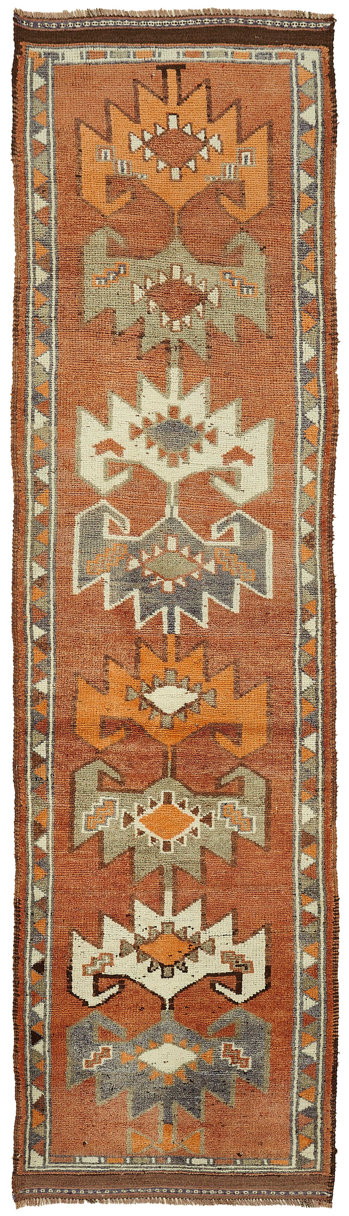 Zolvo Herki El Dokuma Turuncu Bej Geometrik Yolluk 92x340 cm 48175