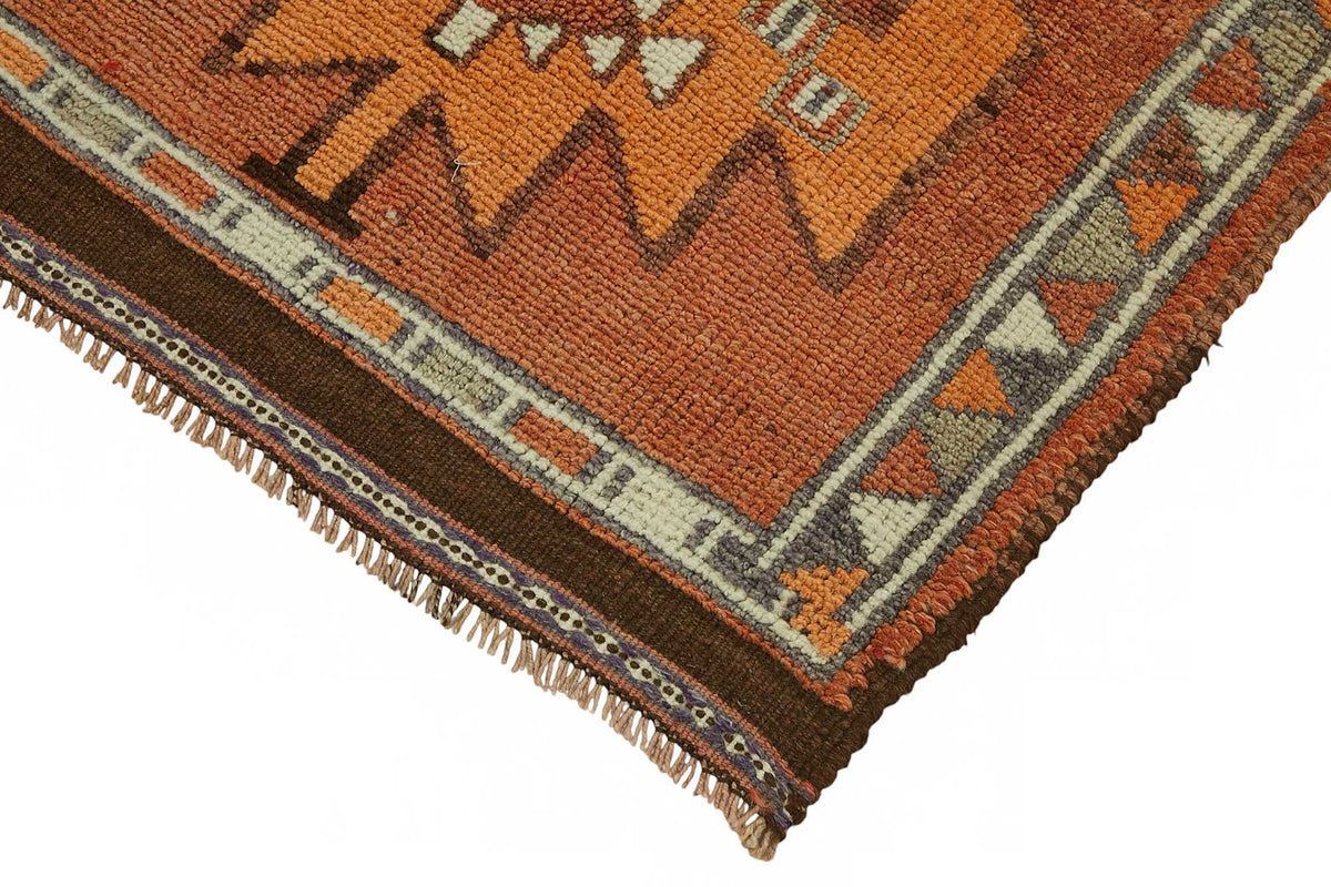 Zolvo Herki El Dokuma Turuncu Bej Geometrik Yolluk 92x340 cm 48175 – detay görünümü
