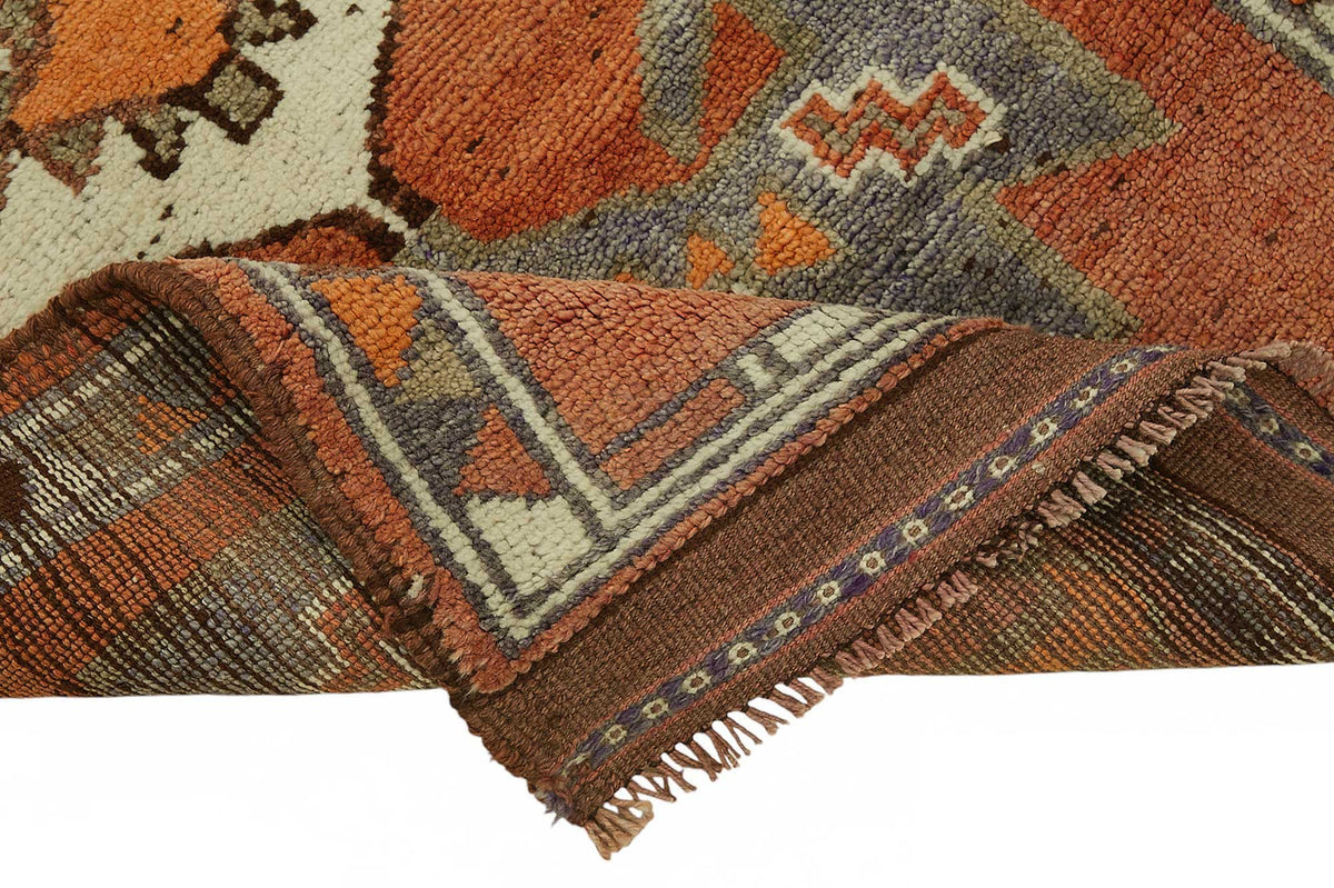 Zolvo Herki El Dokuma Turuncu Bej Geometrik Yolluk 92x340 cm 48175 – kenar detayı