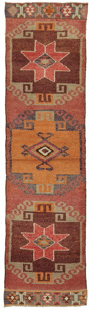 Zolvo Vintage Herki Kırmızı Geometrik Yolluk 92x342 cm 48181