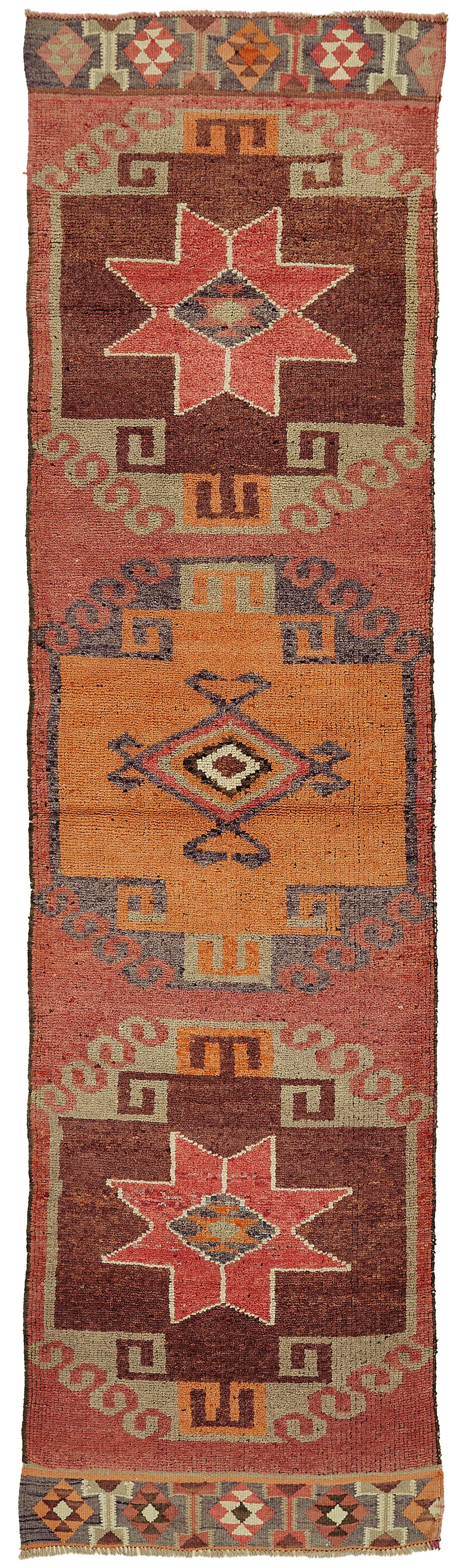 Zolvo Vintage Herki Kırmızı Geometrik Yolluk 92x342 cm 48181