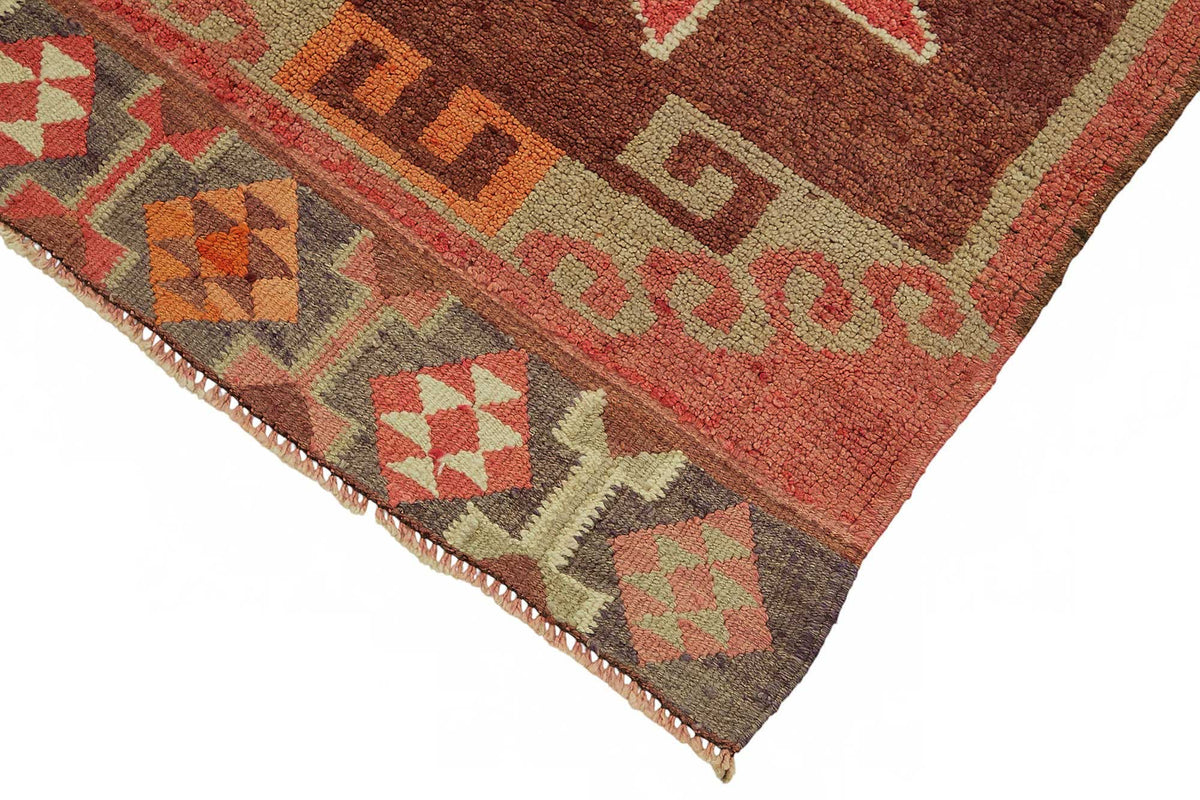 Zolvo Vintage Herki Kırmızı Geometrik Yolluk 92x342 cm 48181 – detay görünümü