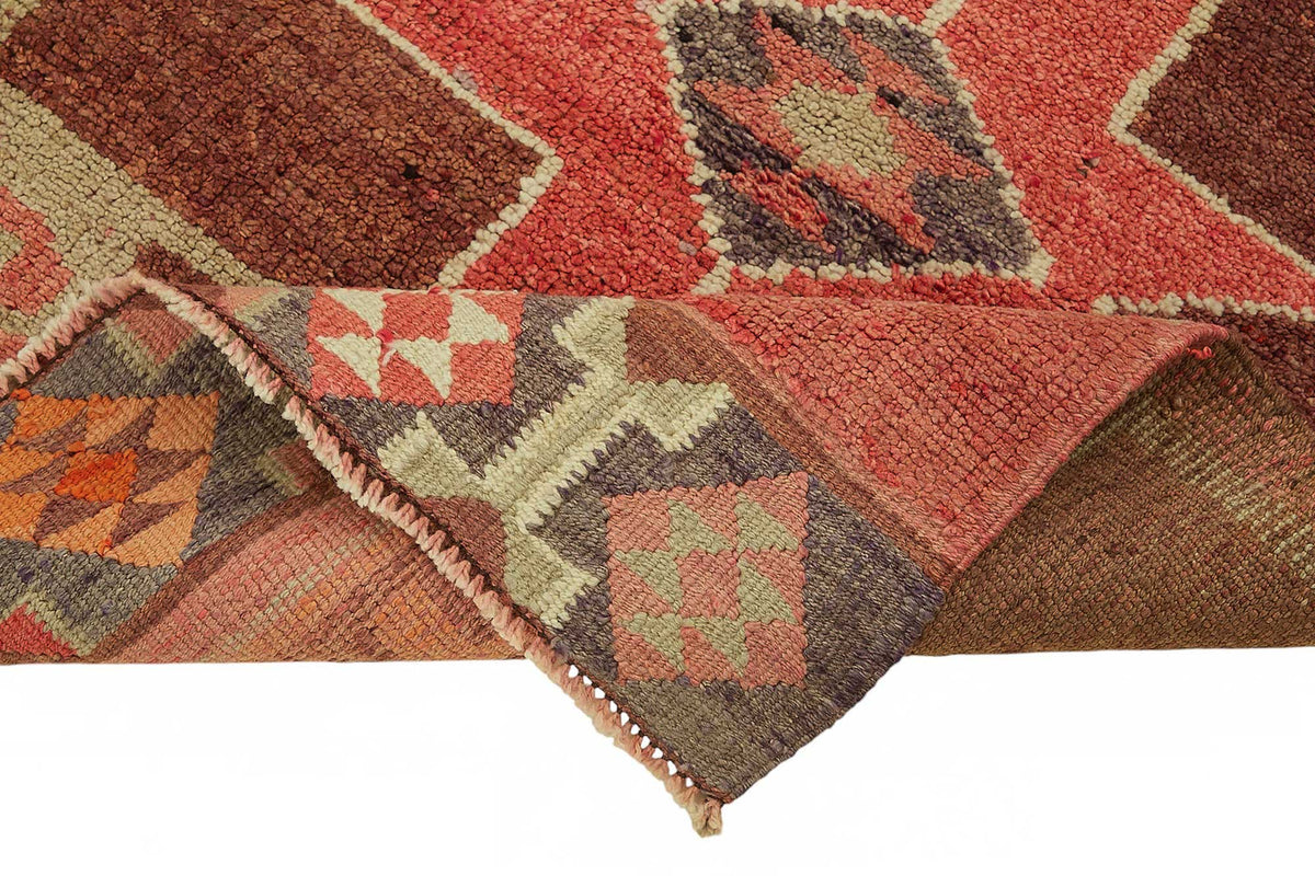 Zolvo Vintage Herki Kırmızı Geometrik Yolluk 92x342 cm 48181 – kenar detayı